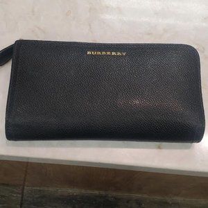 Burberry Black Leather Long Wallet